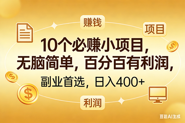 （17812期）10个必赚的小项目，百分百有利润，无脑简单，副业首选，日入400+-玩备项目资源网