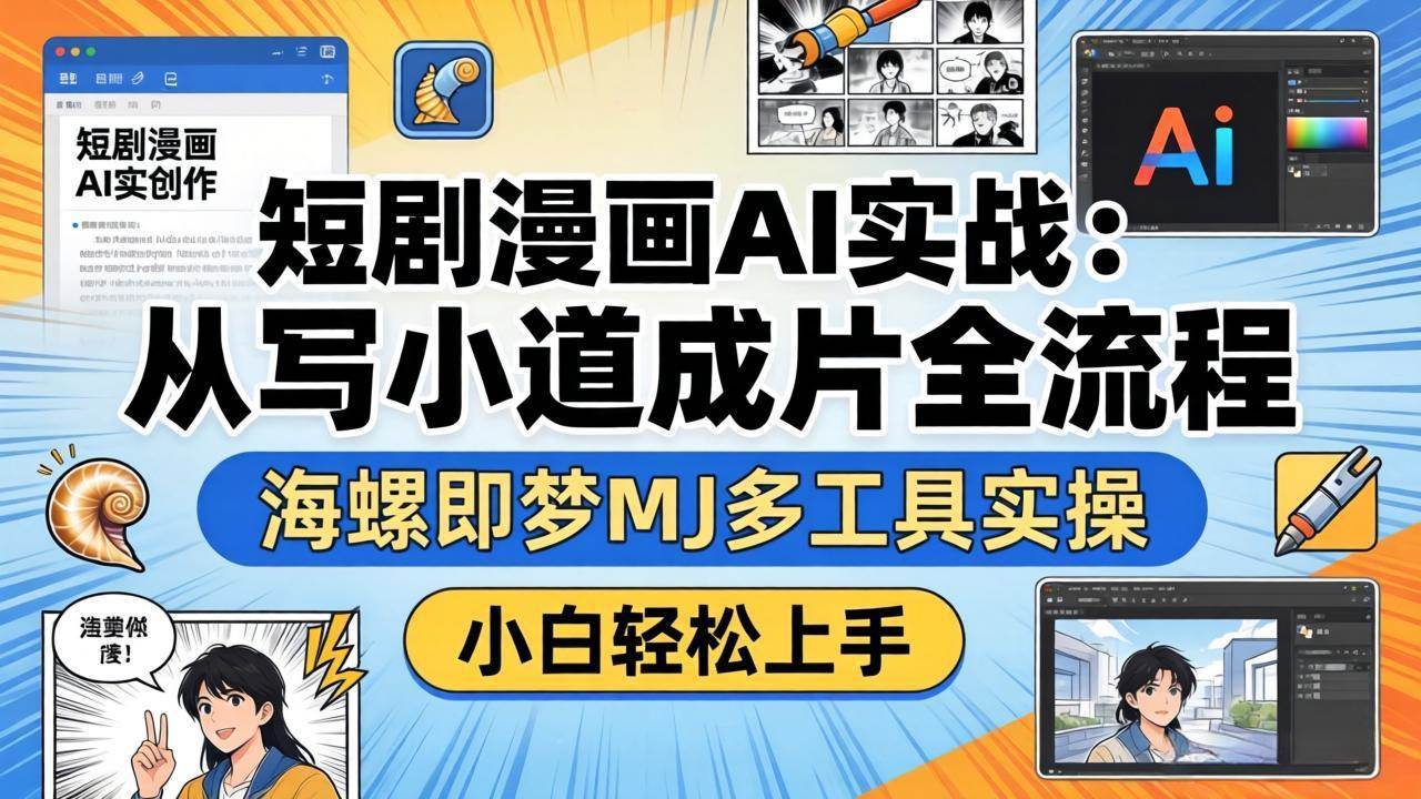 (17945期)短剧漫画AI实战:从写小说到成片全流程,海螺即梦MJ多工具实操,小白轻松上手-玩备项目资源网