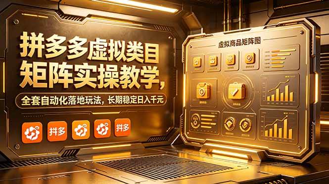 (18847期)拼多多虚拟类目矩阵实操教学,全套自动化落地玩法,长期稳定日入千元-玩备项目资源网