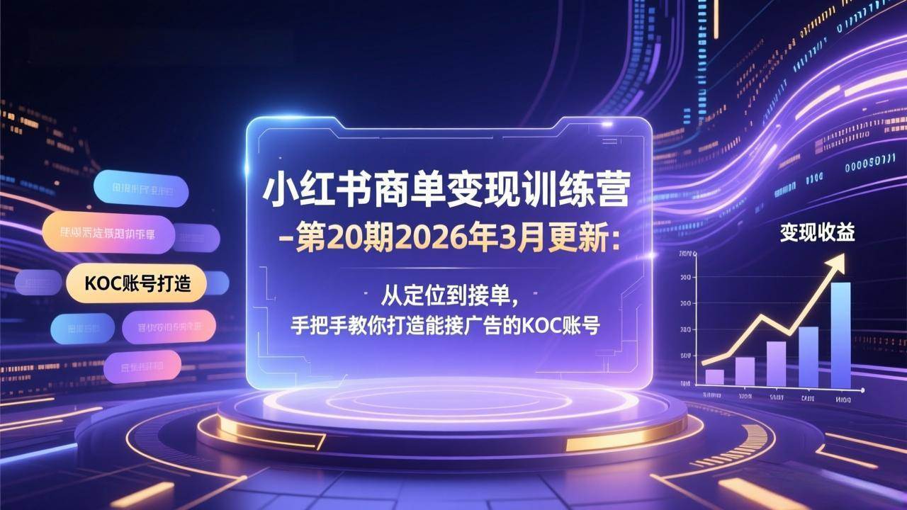 （17590期）小红书商单变现训练营-第20期26年3月更新：从定位到接单，手把手教你打造能接广告的KOC账号-玩备项目资源网