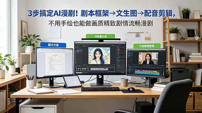 (18866期)3步搞定AI漫剧!剧本框架→文生图→配音剪辑,不用手绘也能做画质精致剧情流畅漫剧-玩备项目资源网