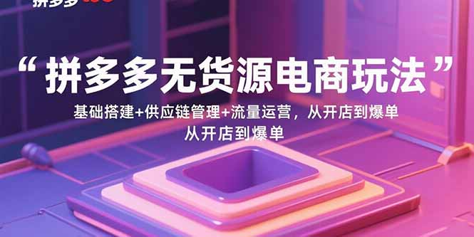 （15886期）拼多多无货源电商玩法：基础搭建+供应链管理+流量运营，从开店到爆单-玩备项目资源网