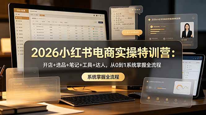 (18978期)2026小红书电商实操特训营:开店+选品+笔记+工具+达人,从0到1系统掌握全流程-玩备项目资源网