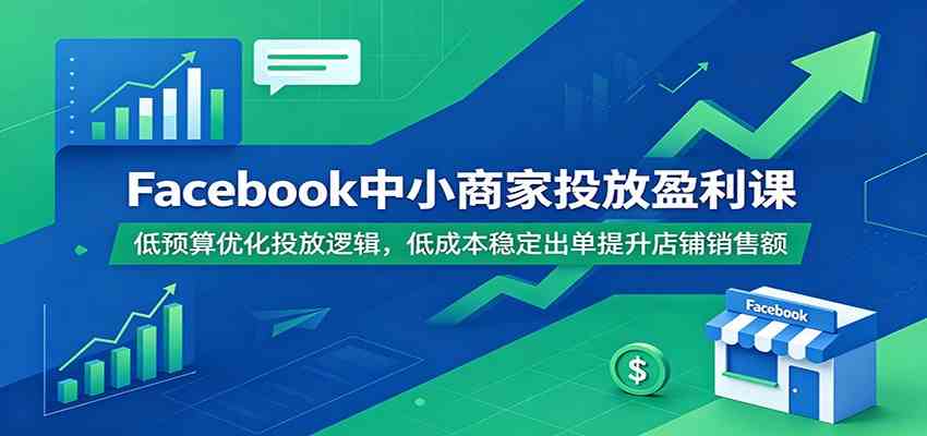 Facebook中小商家投放盈利课:低预算优化投放逻辑,低成本稳定出单提升店铺销售额-玩备项目资源网