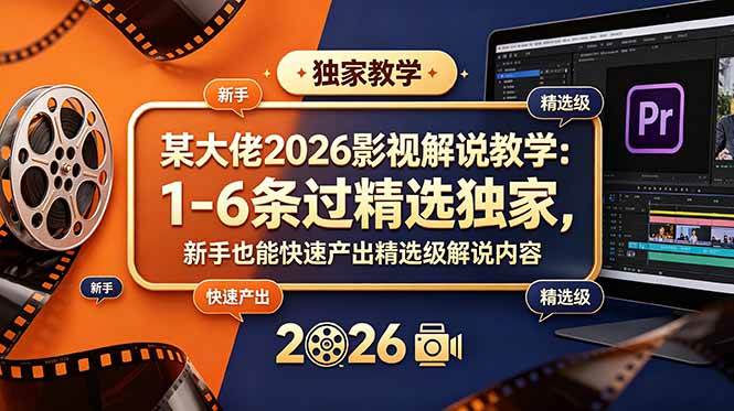 （18946期）某大佬2026影视解说教学：1-6条过精选独家，新手也能快速产出精选级解说内容-玩备项目资源网