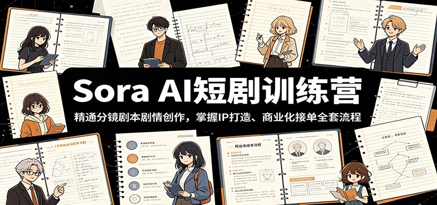 Sora AI短剧训练营：精通分镜剧本剧情创作，掌握IP打造、商业化接单全套流程-玩备项目资源网
