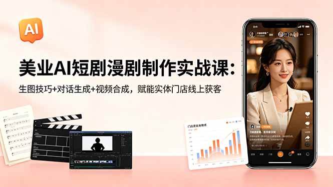 （18536期）美业AI短剧漫剧制作实战课：生图技巧+对话生成+视频合成，赋能实体门店线上获客-玩备项目资源网