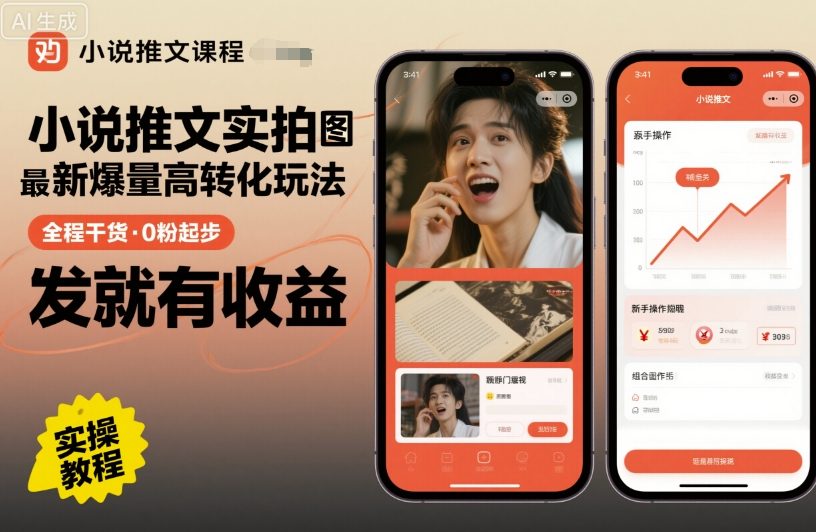 小说推文实拍双图文最新爆量高转化玩法，全程干货，0粉起步，发就有收益-玩备项目资源网