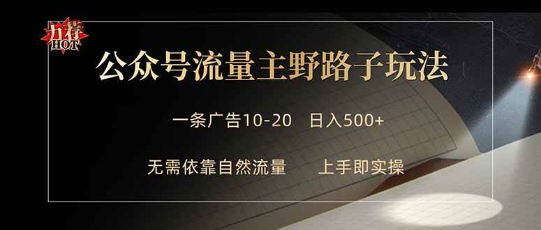 （18178期）公众号流量主野路子玩法 单条广告10-20元 日入500+-玩备项目资源网