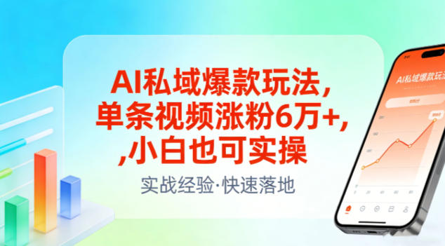 AI私域爆款玩法，单条视频涨粉6W+，小白也可实操-玩备项目资源网