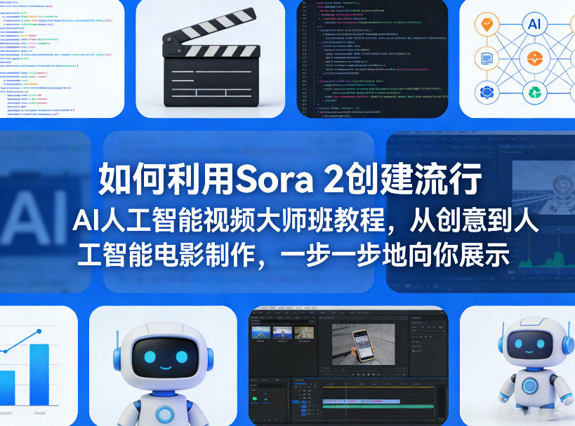 如何利用Sora 2创建流行AI人工智能视频大师班教程，从创意到人工智能电影制作，一步一步地向你展示-玩备项目资源网