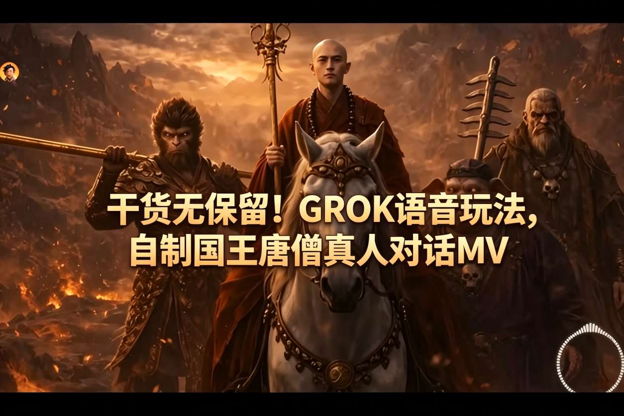 干货无保留！GROK语音玩法，自制国王唐僧真人对话MV-玩备项目资源网