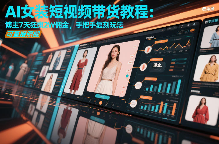 AI女装短视频带货教程：博主7天狂賺2W佣金，手把手复刻玩法，可直接照搬-玩备项目资源网