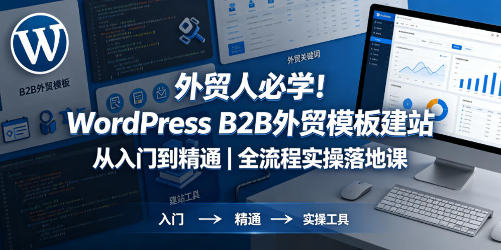外贸人必学！WordPress B2B外贸模板建站从入门到精通｜全流程实操落地课-玩备项目资源网