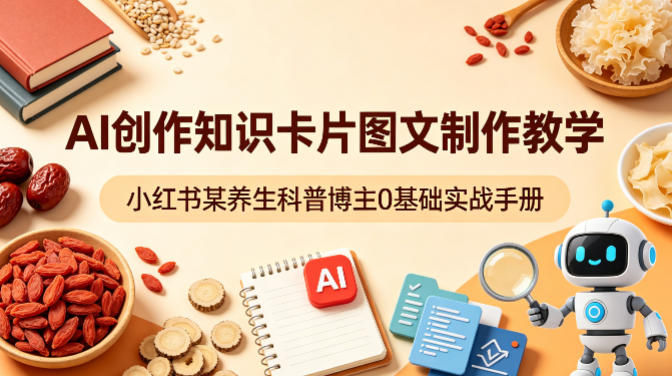 AI创作知识卡片图文制作教学，小红书某养生科普博主0基础实战手册-玩备项目资源网