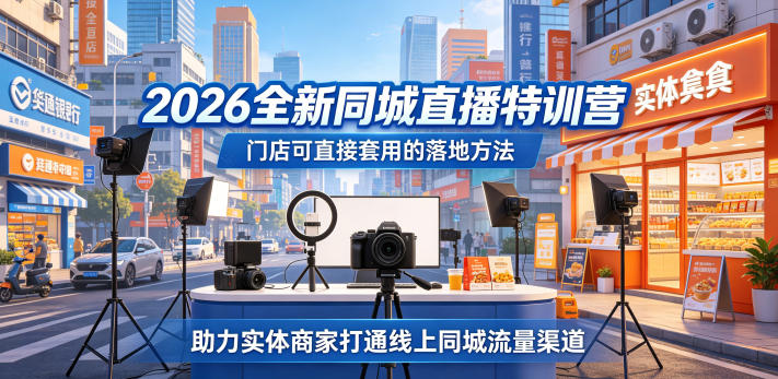 2026全新同城直播特训营，门店可直接套用的落地方法，助力实体商家打通线上同城流量渠道-玩备项目资源网