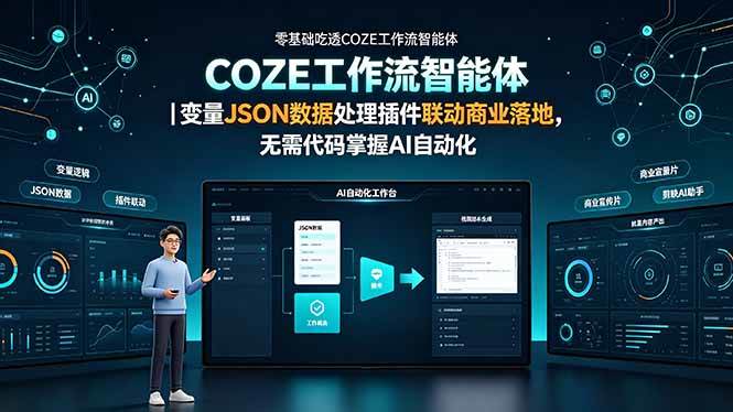 (19243期)零基础吃透COZE工作流智能体|变量JSON数据处理插件联动商业落地,无需代码掌握AI自动化-玩备项目资源网