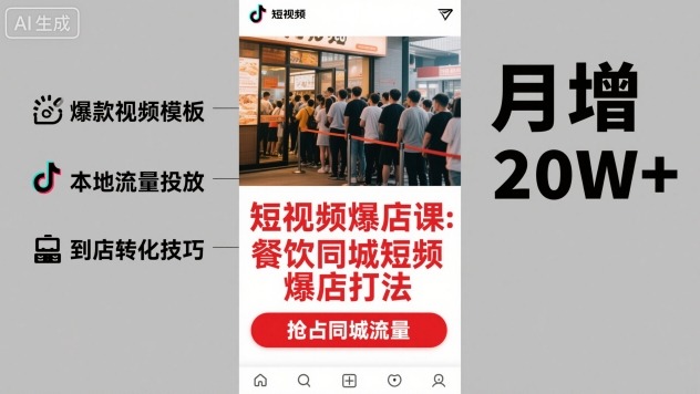 短视频爆店课，餐饮同城短视频爆店打法-玩备项目资源网