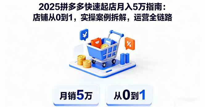 （16199期）2025拼多多快速起店月入5万指南：店铺从0到1，实操案例拆解，运营全链路-玩备项目资源网