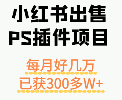 小红书出售PS插件项目，每月都收入好几万，长期操作已获利300多W+-玩备项目资源网