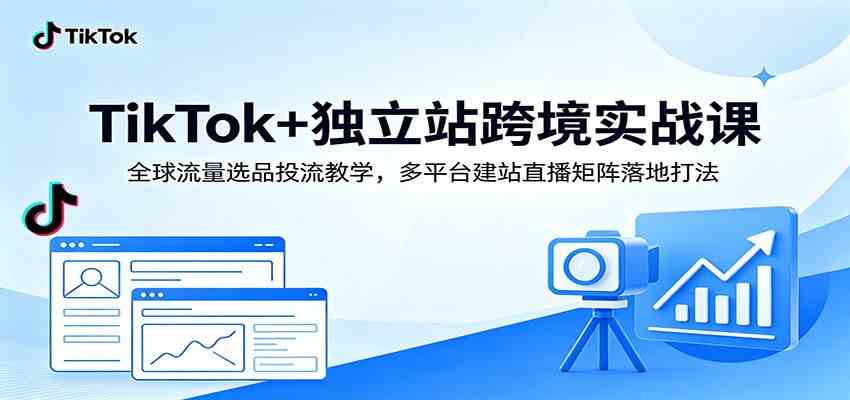 TikTok+独立站跨境实战课:全球流量选品投流教学,多平台建站直播矩阵落地打法-玩备项目资源网