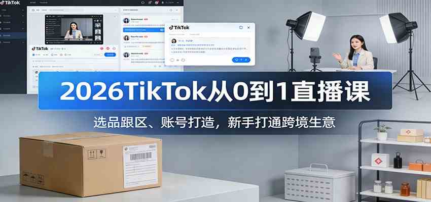 2026TikTok从0到1直播课：选品跟区、账号打造，新手打通跨境生意-玩备项目资源网