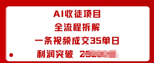 AI收徒项目全流程拆解一条视频成交35单日利润突破1k+-玩备项目资源网