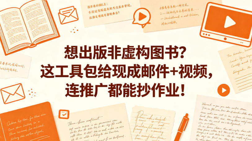 想出版非虚构图书？这工具包给现成邮件+视频，连推广都能抄作业！【原创双语字幕】-玩备项目资源网