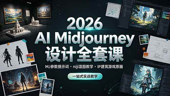(19209期)2026 AI Midjourney设计全套课,MJ参数提示词niji混图教学,IP建筑游戏原画一站式实战教学-玩备项目资源网