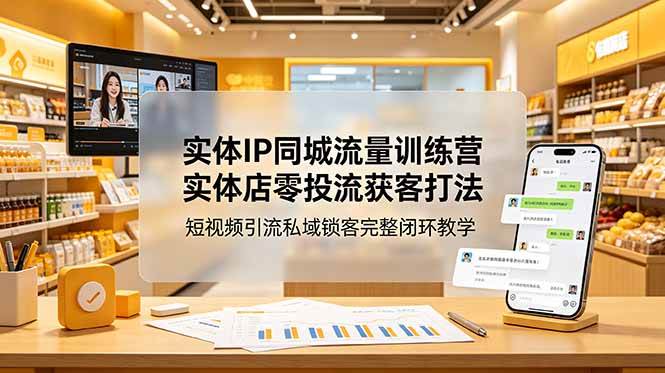 （18999期）实体IP同城流量训练营：实体店零投流获客打法，短视频引流私域锁客完整闭环教学-玩备项目资源网