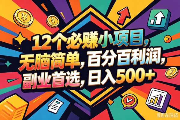 （18291期）12个必赚钱的小项目，百分百赚米，无脑简单，副业首选，日入600+-玩备项目资源网