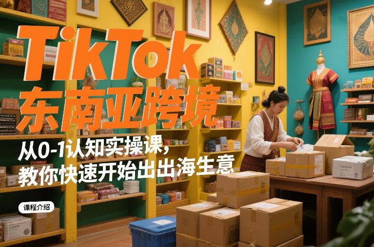 TikTok东南亚跨境从0-1认知实操课，教你快速开始出海生意-玩备项目资源网