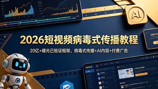 （18986期）2026短视频病毒式传播教程：20亿+曝光已验证框架，病毒式传播+AI内容+付费广告-玩备项目资源网