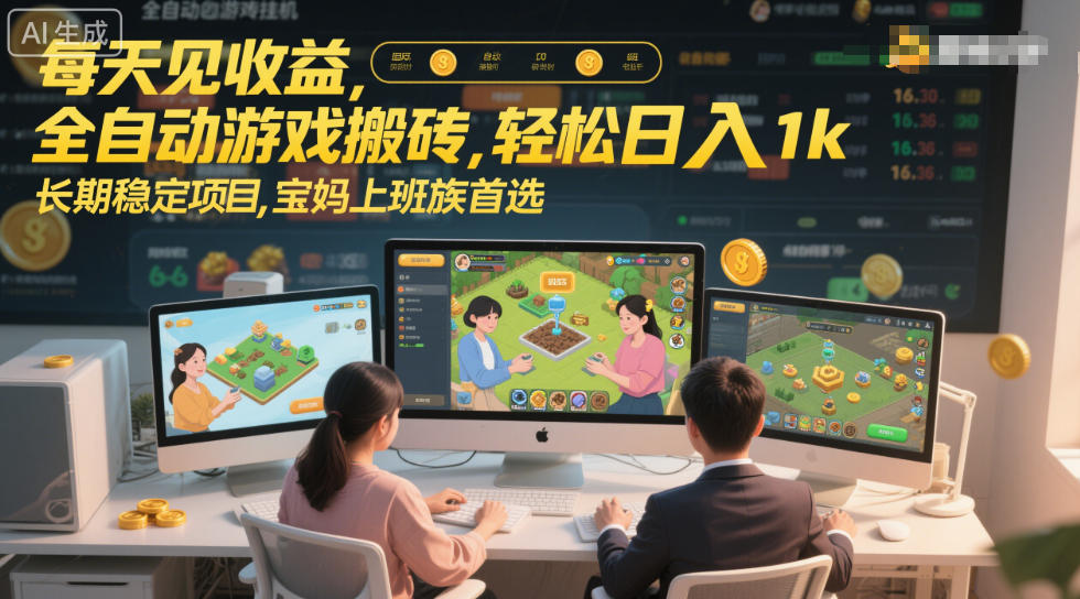 每天见收益,全自动游戏搬砖,轻松日入1k,长期稳定项目,宝妈上班族首选【揭秘】-玩备项目资源网