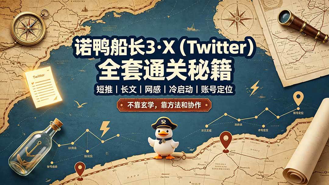 (19215期)诺鸭船长3·X(Twitter)全套通关秘籍,短推、长文、网感、冷启动、账号定位,不靠玄学,靠方法和协作-玩备项目资源网