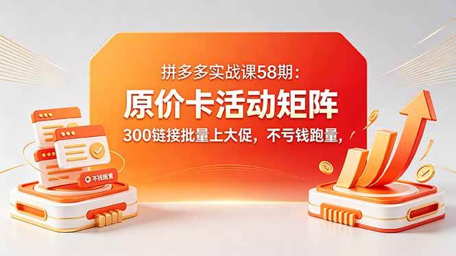 （18395期）拼多多实战课58期：原价卡活动矩阵，300链接批量上大促，不亏钱跑量-玩备项目资源网