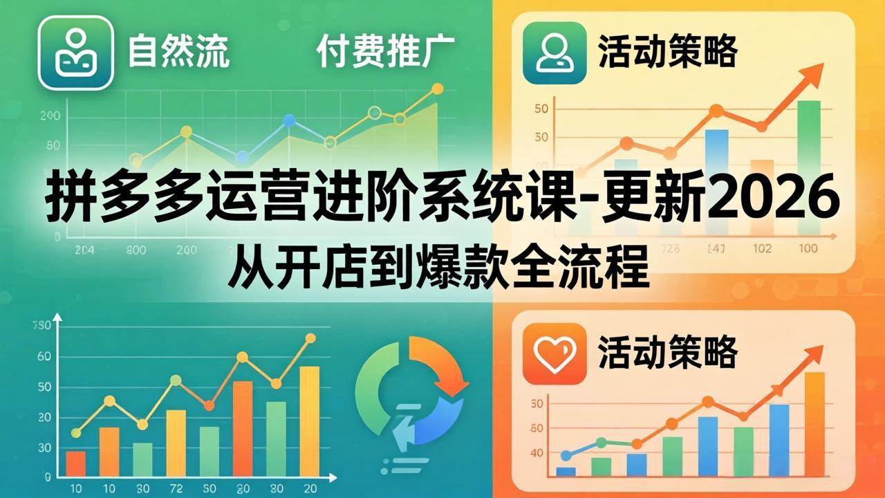 （18157期）拼多多运营进阶系统课-更新2026：从开店到爆款全流程，自然流+付费推广+活动策略-玩备项目资源网