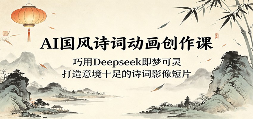 AI国风诗词动画创作课：巧用Deepseek即梦可灵，打造意境十足的诗词影像短片-玩备项目资源网