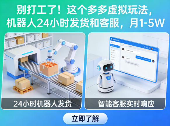 别打工了！这个多多虚拟玩法，机器人24小时发货和客服，月1-5W【揭秘】-玩备项目资源网