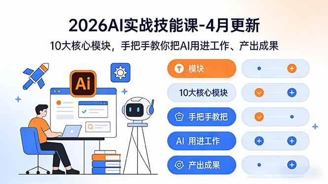 (17941期)2026AI实战技能课-4月更新:10大核心模块,手把手教你把AI用进工作、产出成果-玩备项目资源网