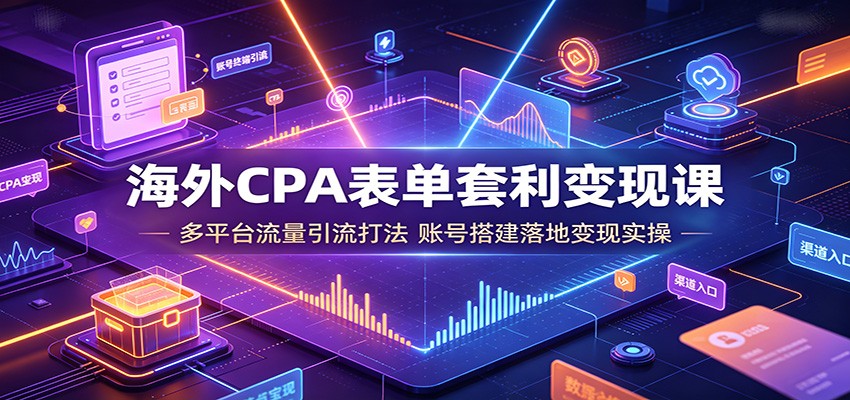 海外CPA表单套利变现课:多平台流量引流打法,账号搭建落地变现实操-玩备项目资源网
