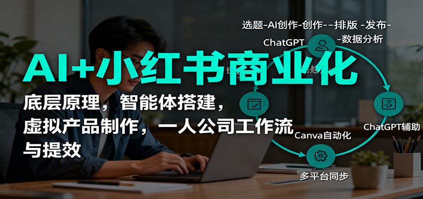 AI+小红书商业化,底层原理,智能体搭建,虚拟产品制作,一人公司工作流与提效-玩备项目资源网