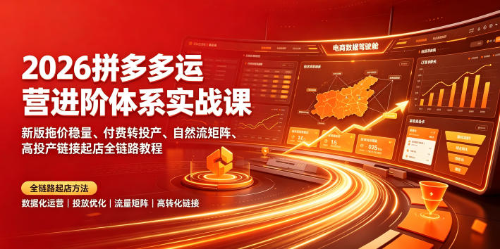 2026拼多多运营进阶体系实战课|新版拖价稳量、付费转投产、自然流矩阵、高投产链接起店全链路教程-玩备项目资源网