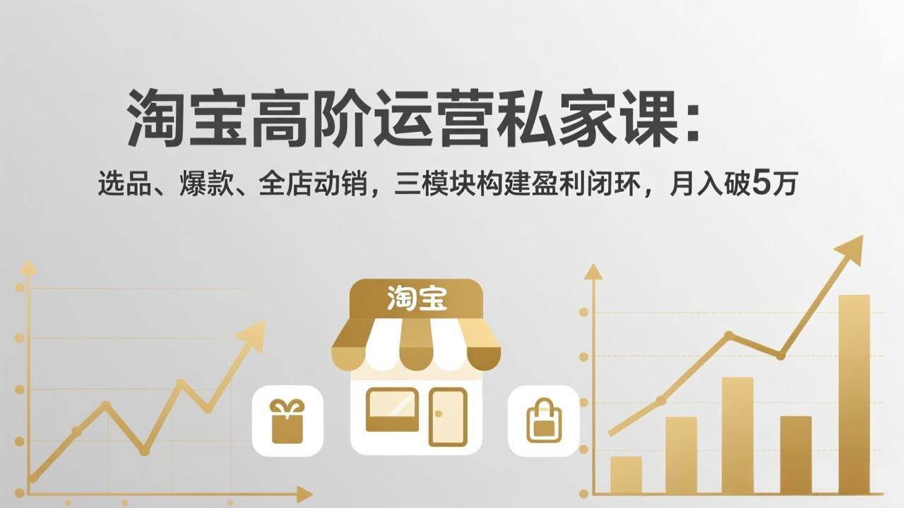 （17904期）淘宝高阶运营私家课（更新26年4月）：选品、爆款、全店动销，三模块构建盈利闭环，月入破5万-玩备项目资源网