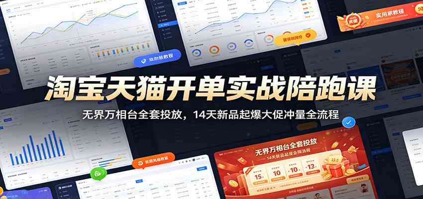 淘宝天猫开单实战陪跑课:无界万相台全套投放,14天新品起爆大促冲量全流程-玩备项目资源网