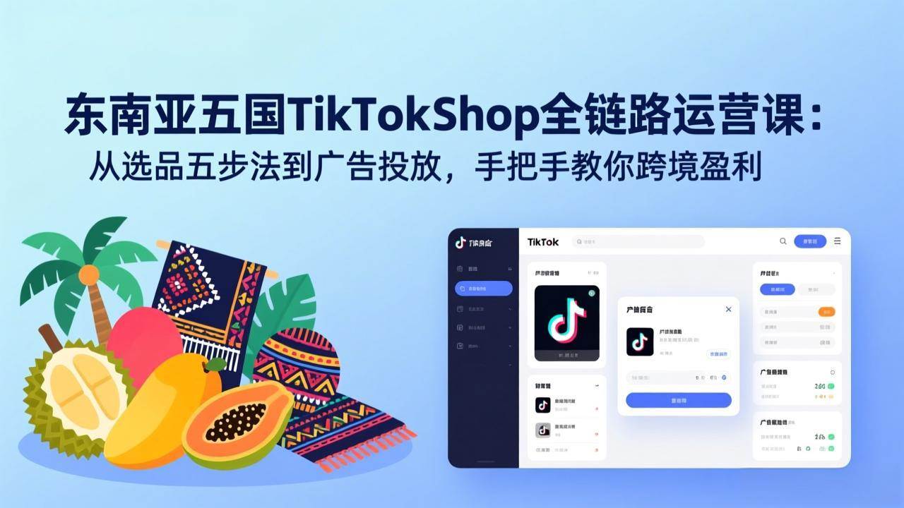 （17511期）东南亚五国TikTok Shop全链路运营课：从选品五步法到广告投放，手把手教你跨境盈利-玩备项目资源网
