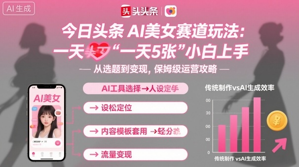 今日头条AI美女赛道玩法，一天轻松5张，小白轻松上手-玩备项目资源网