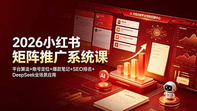 （19129期）2026小红书矩阵推广系统课：平台算法+账号定位+爆款笔记+SEO排名+DeepSeek全场景应用-玩备项目资源网