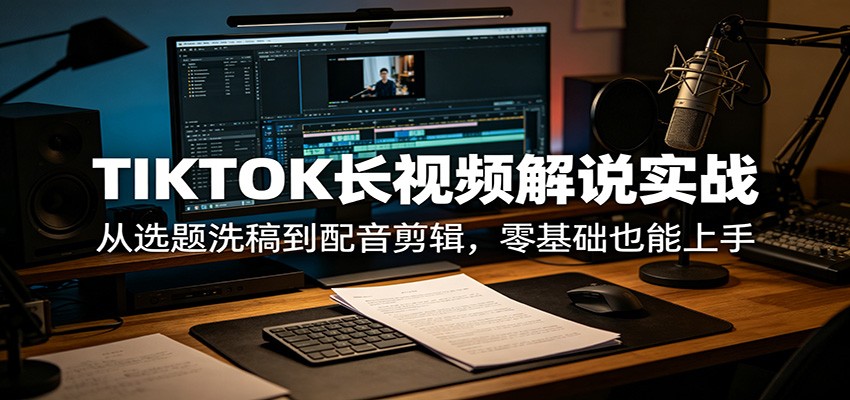 TIKTOK长视频解说实战：从选题洗稿到配音剪辑，零基础也能上手-玩备项目资源网