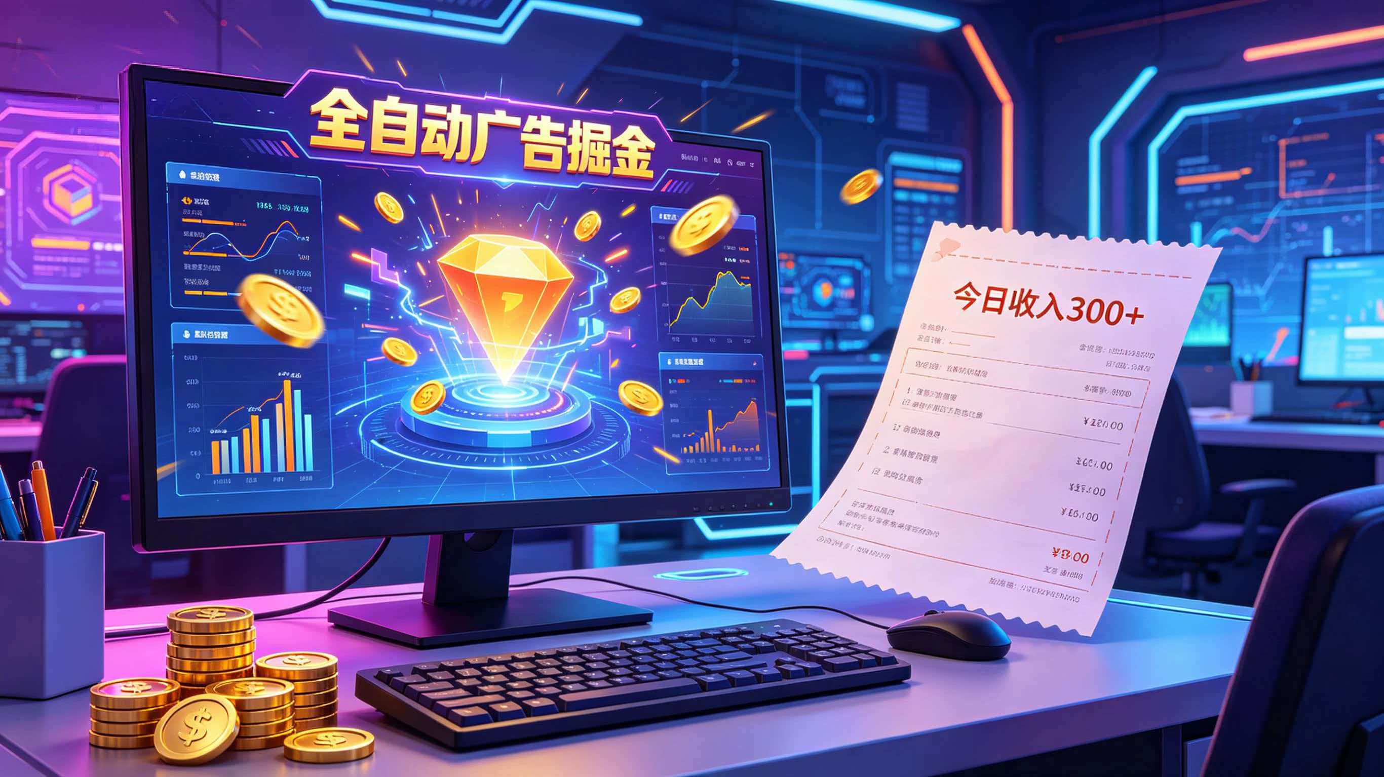 全自动广告掘金,日入300+。全程Ai自动化运行,解放双手,时间自由。收益稳定-玩备项目资源网